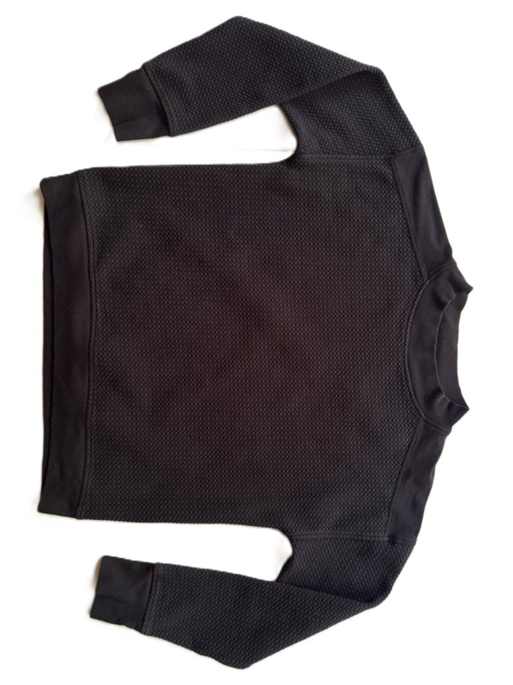 Zella Black Waffle Knit Textured Long Sleeve Sweatshirt sz L